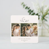 Organic Monogram 2 Photo Holiday Kaart (Staand voorkant)