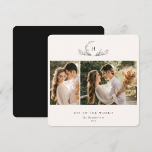 Organic Monogram 2 Photo Holiday Kaart