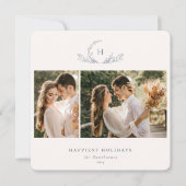 Organic Monogram 2 Photo Holiday Kaart (Voorkant)