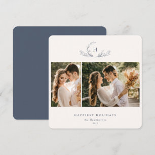 Organic Monogram 2 Photo Holiday Kaart