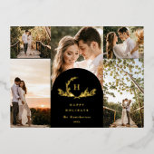 Organic Monogram 5 Foto Folie Feestdagen Briefkaart (Voorkant)