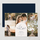 Organic Monogram 5 Photo Holiday Kaart (Voorkant / Achterkant)