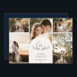 Organic Monogram 5 Photo Holiday Kaart<br><div class="desc">Organische,  natuurlijke leafy botanische monogram met 5 fotovakantiekaart.</div>