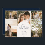 Organic Monogram 5 Photo Holiday Kaart<br><div class="desc">Organische,  natuurlijke leafy botanische monogram met 5 fotovakantiekaart.</div>