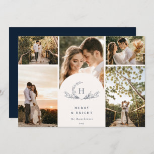 Organic Monogram 5 Photo Holiday Kaart