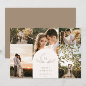 Organic Monogram 5 Photo Holiday Kaart (Voorkant / Achterkant)