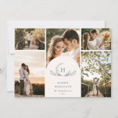 Organic Monogram 5 Photo Holiday Kaart (Voorkant)