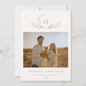 Organic Monogram Foto Feestdagenkaart (Voorkant)