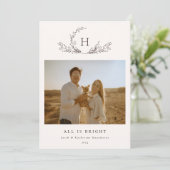 Organic Monogram Photo Holiday Kaart (Staand voorkant)