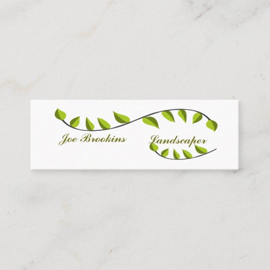 Organic Natural Green Leaf Illustration Mini Visitekaartje (Voorkant)