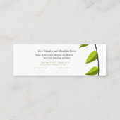 Organic Natural Green Leaf Illustration Mini Visitekaartje (Achterkant)