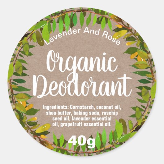 Organic Natural Leaves en Kraft Lip Balms Labels (Voorkant)