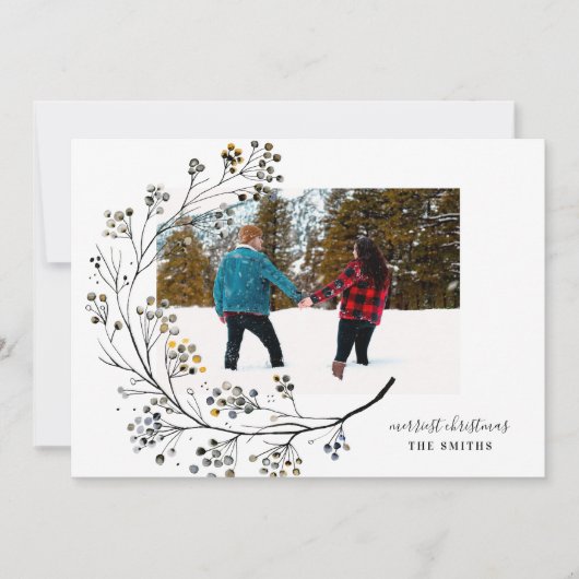 Organic Natural Merriest-kerstfotokaart Feestdagenkaart (Voorkant)