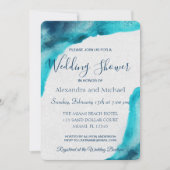 Organic Ocean Blue Waterverf Wedding Shower Kaart (Voorkant)