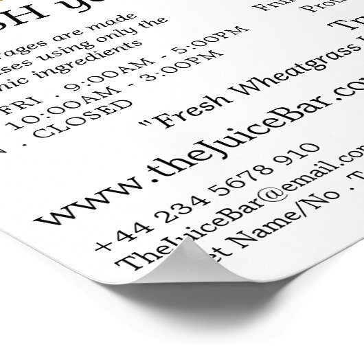 Organic Oranges, Juice Bar Advertising Poster (Hoek)