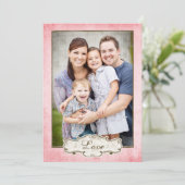 Organic Pink Grunge Double Sided Photo Holiday Feestdagenkaart (Staand voorkant)