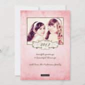 Organic Pink Grunge Double Sided Photo Holiday Feestdagenkaart (Achterkant)