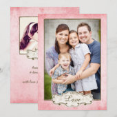 Organic Pink Grunge Double Sided Photo Holiday Feestdagenkaart (Voorkant / Achterkant)