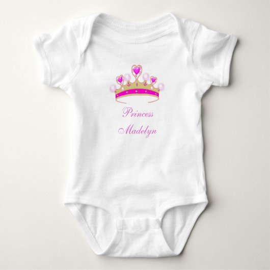 Organic Princess Madelyn, Crown Baby T-shirt, Naam Romper (Voorkant)