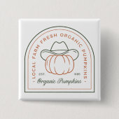  Organic pumpkin country farm fall season western Vierkante Button 5,1 Cm (Voorkant)