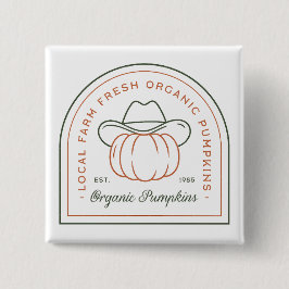  Organic pumpkin country farm fall season western Vierkante Button 5,1 Cm