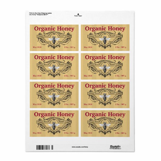 Organic Queen Bee Stripes Etiket (Full Sheet)