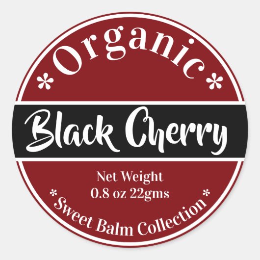 Organic Red Black Cherry Lip Balm Collectie Ronde Sticker (Voorkant)