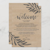 Organic Rustic Wedding Welcome and Itinerary Card Programmakaart (Voorkant / Achterkant)