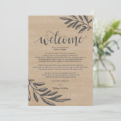 Organic Rustic Wedding Welcome and Itinerary Card Programmakaart (Staand voorkant)