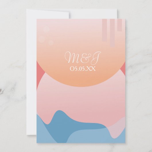 Organic Sunset Dream Ocean Wave Wedding Kaart (Achterkant)