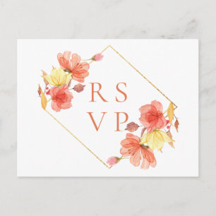 Organic Sunset Floral Wedding RSVP Song Request Uitnodiging Briefkaart