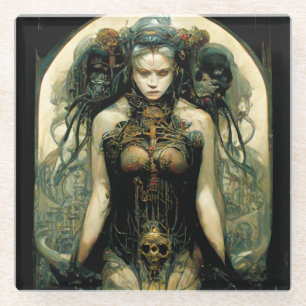 Organic Tech Woman Fantasy Sci-Fi Glazen Onderzetter