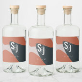 Organic Terracotta Blue Blush Wedding Likeurfles Etiket (Flessen)