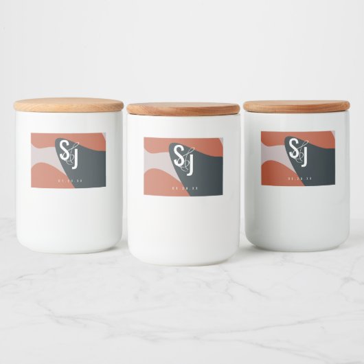 Organic Terracotta Blue Blush Wedding Voedselcontainer Etiket (Flessen)