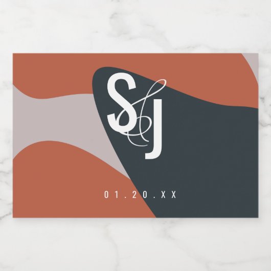 Organic Terracotta Blue Blush Wedding Voedselcontainer Etiket (Enkel label)