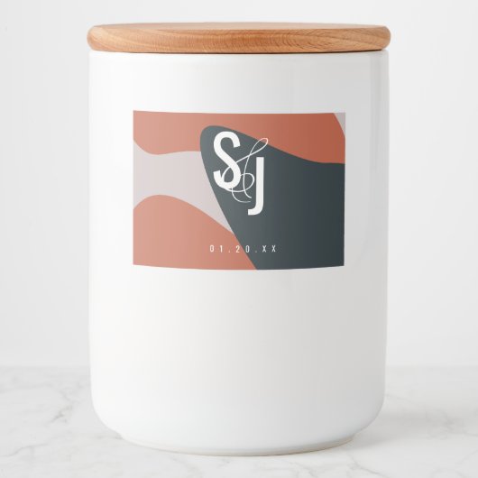 Organic Terracotta Blue Blush Wedding Voedselcontainer Etiket (Voorkant)