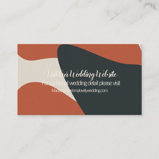 Organic Terracotta Blue Blush Wedding Website Kaar Visitekaartje (Voorkant)