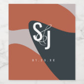 Organic Terracotta Blue Blush Wedding Wijn Etiket (Enkel label)