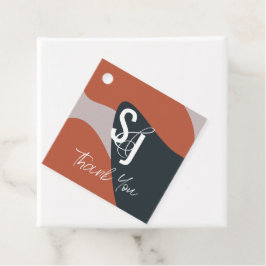 Organic Terracotta Blue Geo Bedankt voor het huwel Bedankjes Labels