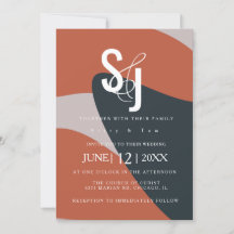 Organic Terracotta Blue Typography Wedding