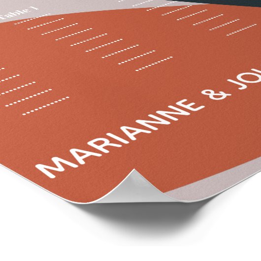 Organic Terracotta Blue Wedding Seating Chart Poster (Hoek)