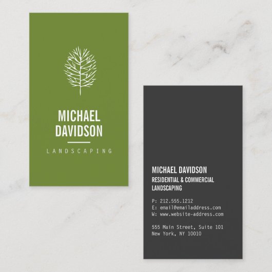 Organic Tree Sketch Landscaping Visitekaartje (Voorkant / Achterkant)