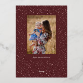 Organic Winter Botanicals Oval Photo Shape Maroon Folie Feestdagenkaart (Achterkant)