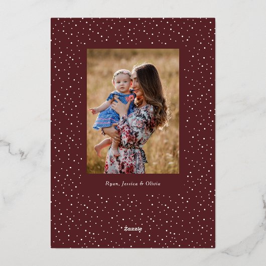 Organic Winter Botanicals Oval Photo Shape Maroon Folie Feestdagenkaart (Achterkant)