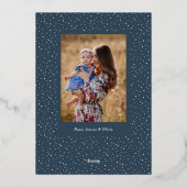 Organic Winter Botanicals Oval Photo Shape Navy Folie Feestdagenkaart (Achterkant)