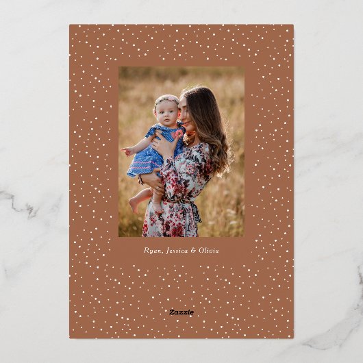 Organic Winter Botanicals Oval Photo Shape Rust Folie Feestdagenkaart (Achterkant)