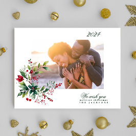 Organic Winter Natural Blue Merry-kerstfoto Feestdagenkaart