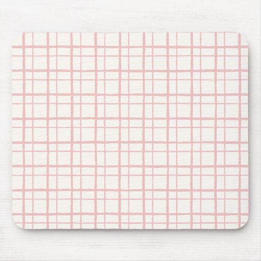 Organic Wobbly Check Grid Pattern Ballet Pink Muismat (Voorkant)