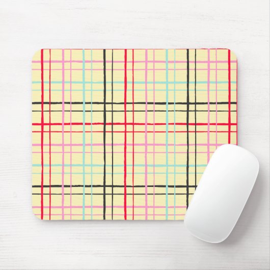 Organic Wobbly Check Grid Pattern Retro Pop Muismat (Met muis)