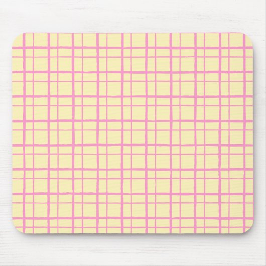 Organic Wobbly Check Grid Pattern Sunshine Yellow Muismat (Voorkant)